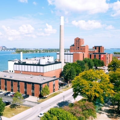 Aerial view of Walkerville Distillery District